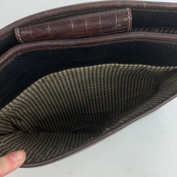 Vintage Brighton Leather braided Double strap shoulder bag black Brown Silver - Picture 7 of 17